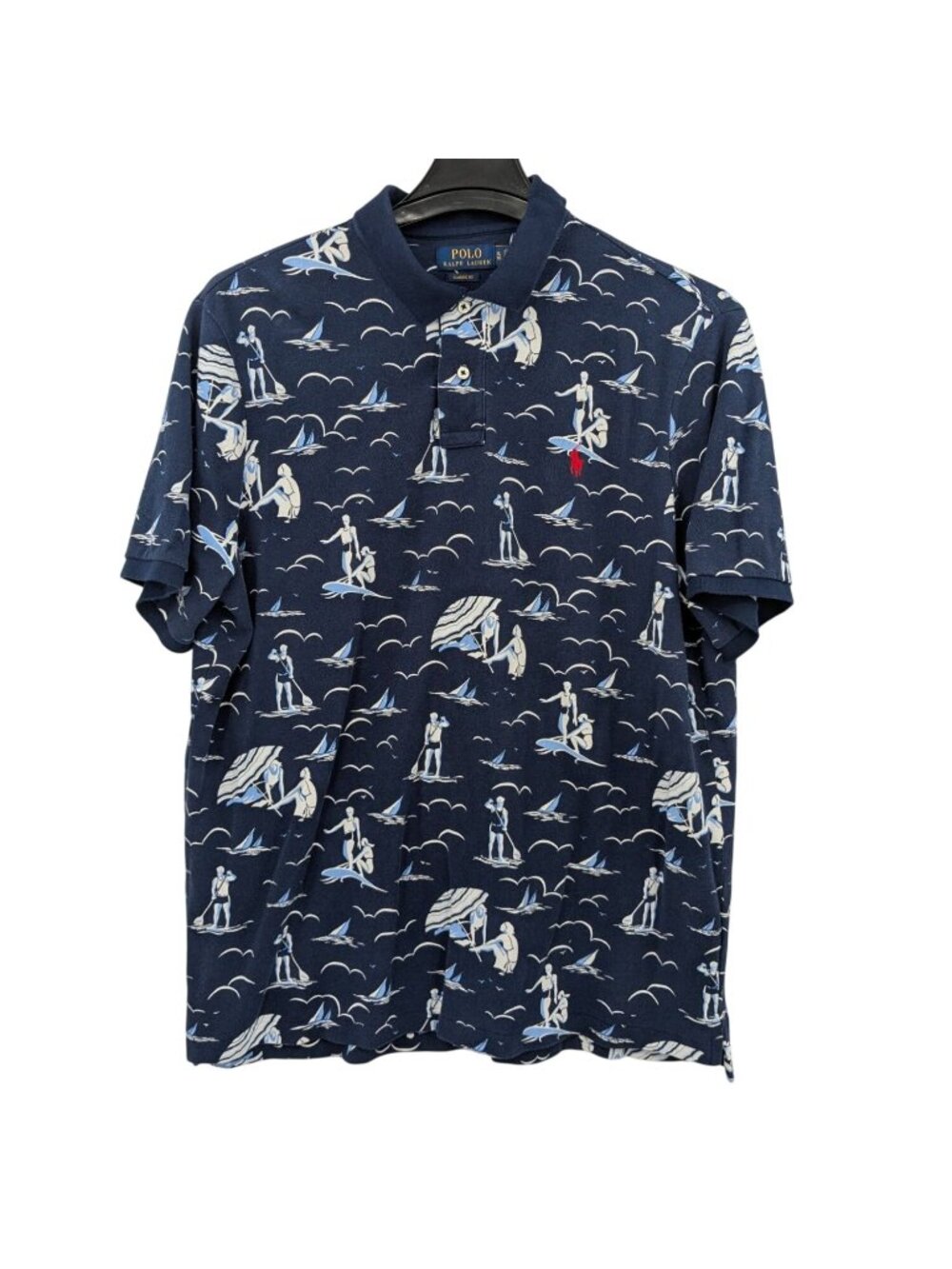 Polo Ralph Lauren Surf Print Polo Shirt Coastal Nautical Luxe Classic Fit XLarge